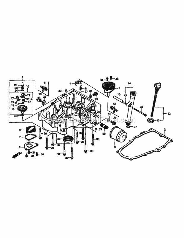 Gxv620k1 Oil Pan Diagram and Parts List for M48-HN 53BB5E6V750-20-HP-OHV Cub Cadet Lawn Tractor